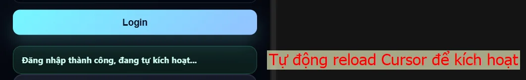 Trạng thái Cursor Pro tự động reload để kích hoạt